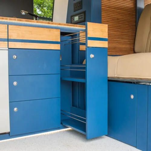 Navy Blue Cupboard Open