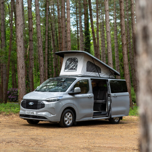Ford transit custom hybrid in woodland