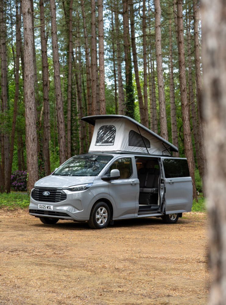 Ford transit custom hybrid in woodland